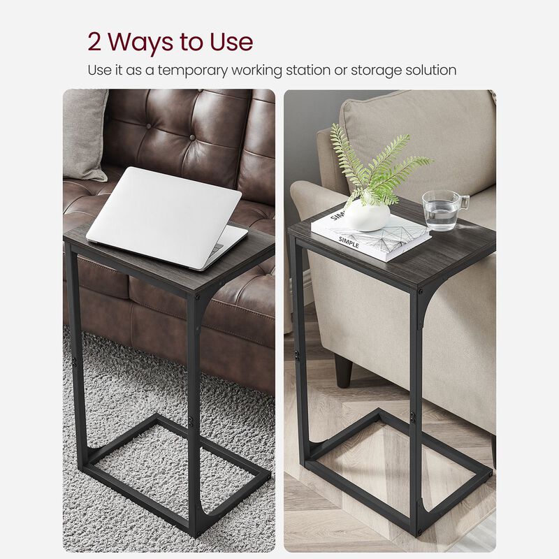 Sofa Side Table with C-Shaped Metal Frame Design
