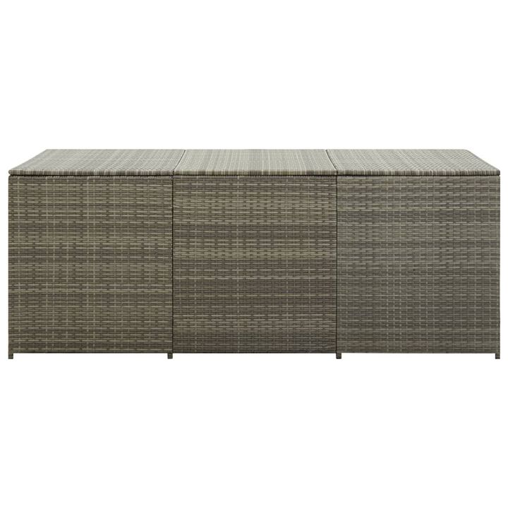 Outdoor Storage Box with Gas Lift, 71 Inch Rectangular, Gray Rattan - Benzara