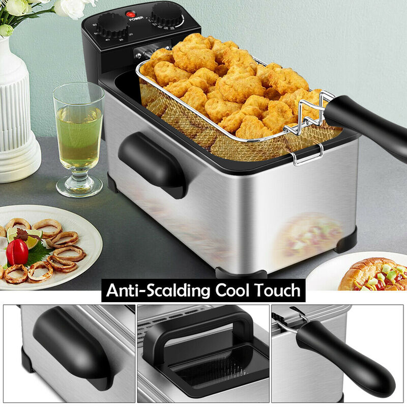 3.2 Quart Electric Stainless Steel Deep Air Fryer with Timer