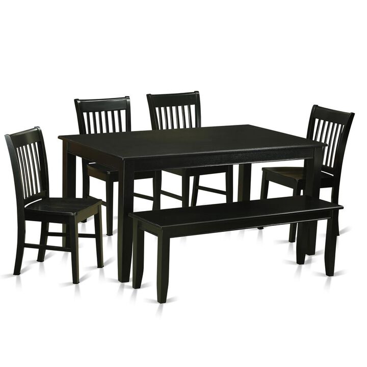 East West Furniture 6  PC  Dining  room  set-  Dining  Table  and  4  Dining  Chairs  and  also  Bench