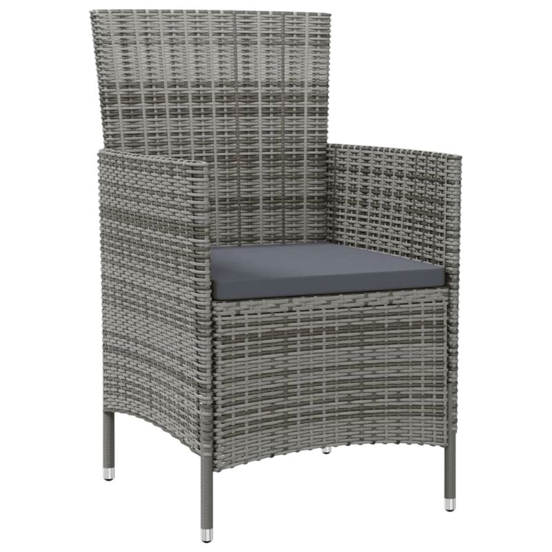 vidaXL Patio Chairs with Cushions 4 pcs Poly Rattan Gray