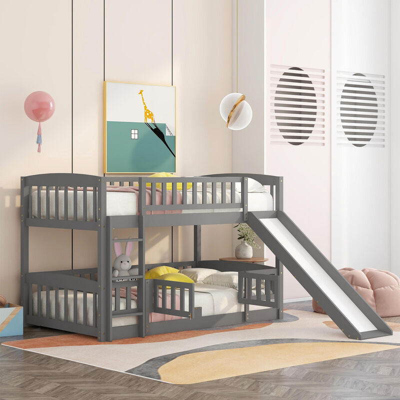 Merax Bunk Bed with Fence and Ladder for Kids Teens