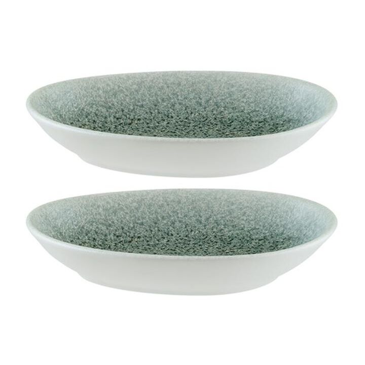 Luca Ocean Matte 6" x 4" x h:1" Organic Blue Porcelain Platter (Set of 2)