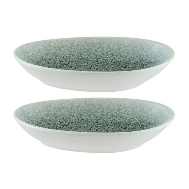 Luca Ocean Matte 6" x 4" x h:1" Organic Blue Porcelain Platter (Set of 2)
