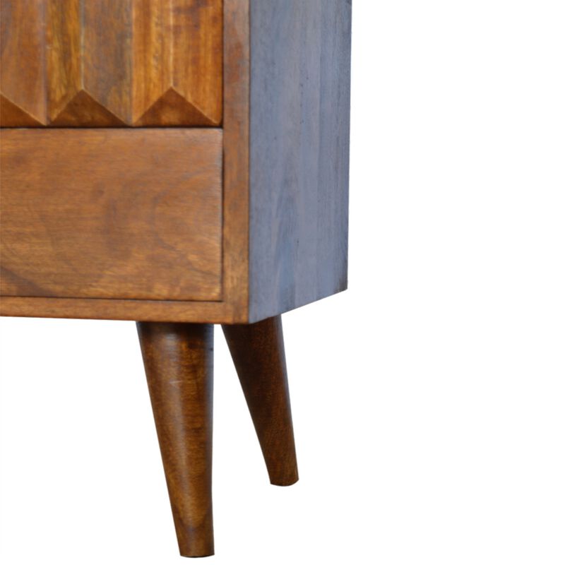 Grey Washed Circular Solid Wood 1 Drawer NightStand