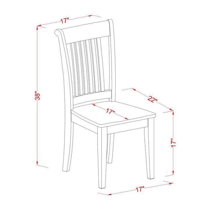 East West Furniture Portland  slat  back  dining  room  chair  with  wood  seat,  Set  of  2