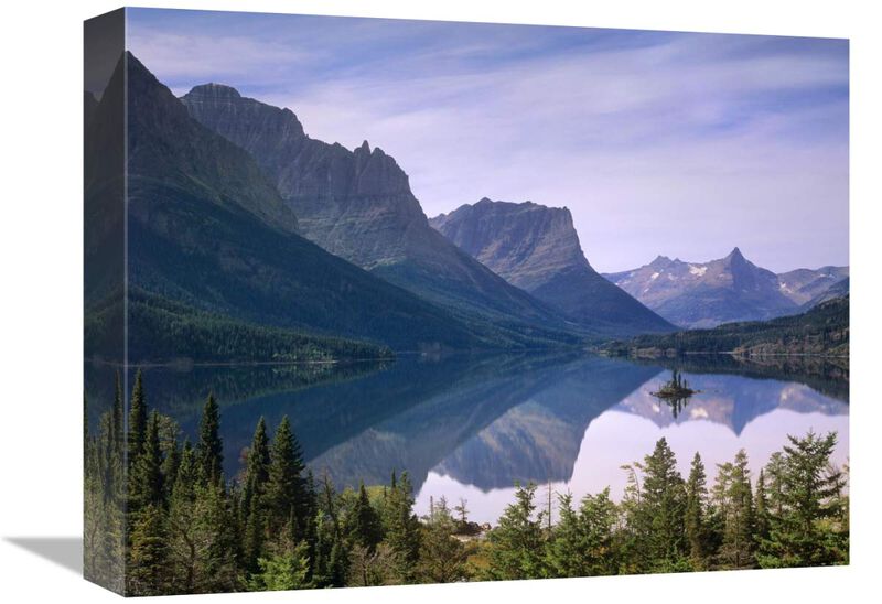 Wild Goose Island in St Marys Lake, Glacier National Park, Montana-Canvas Art-16x12