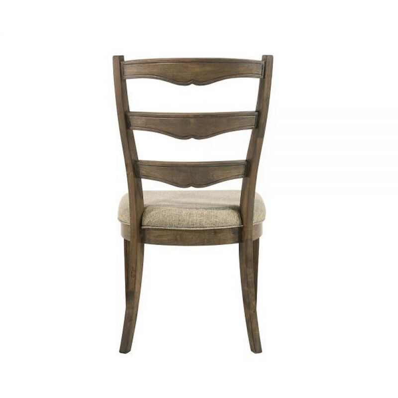 Stacy 19 Inch Dining Chair, Set of 2, Fabric Upholstery, Weathered Oak - Benzara