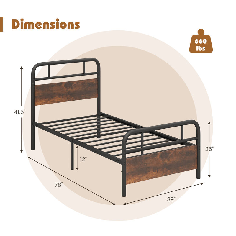 Bed Frame with Industrial Headboard