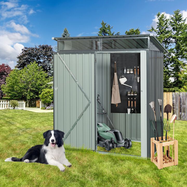 Hivvago 5ft x 3ft Outdoor Metal Weatherproof Storage Shed with Transparent Plate