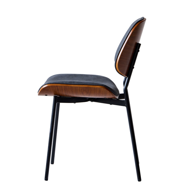 Set of 2 Industrial Metal Wood Dining Chairs