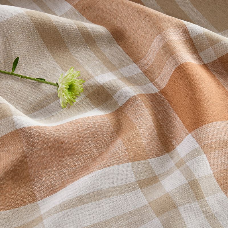 Solino Home 100% Pure Linen Fall Harvest Plaid Tablecloth