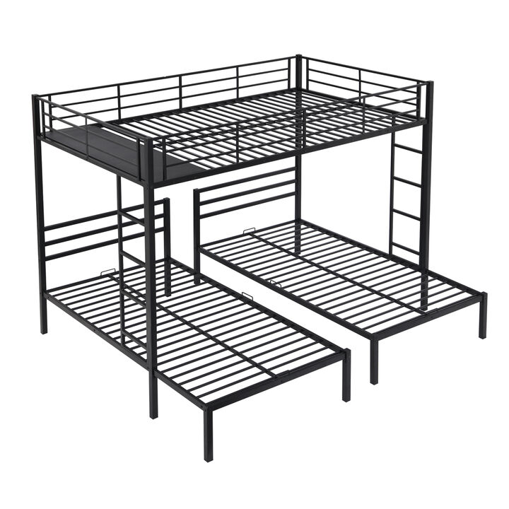Full Over Twin & Twin Size Bunk Bed With Built-In Shelf