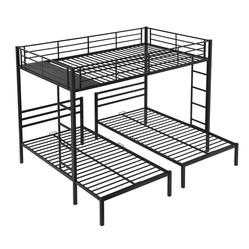 Full Over Twin & Twin Size Bunk Bed With Built-In Shelf