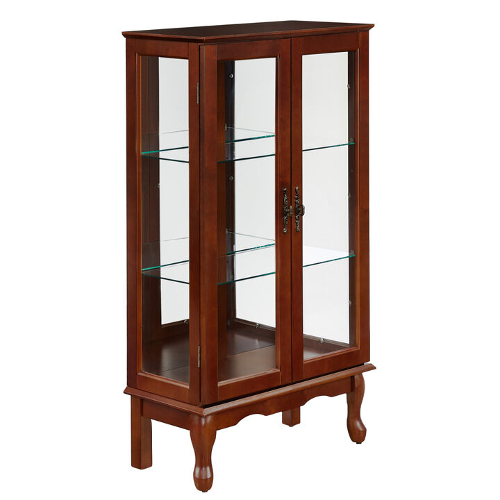 Lighted Cherry Curio Cabinet, Adjustable Shelves