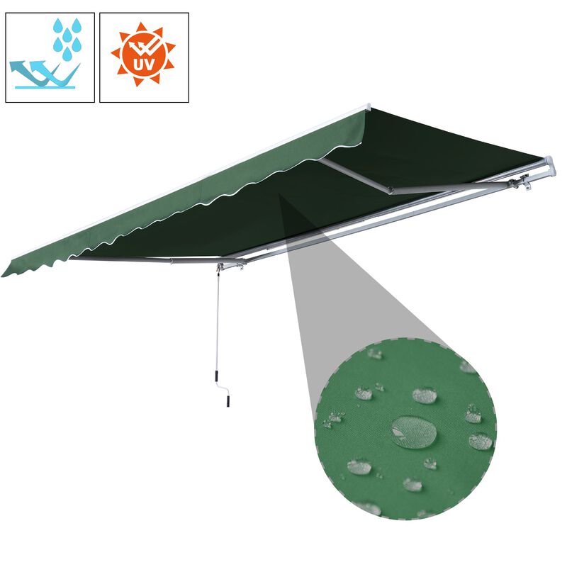 Green Patio Shield: 12'x8' Manual Retractable Awning for Deck & Yard