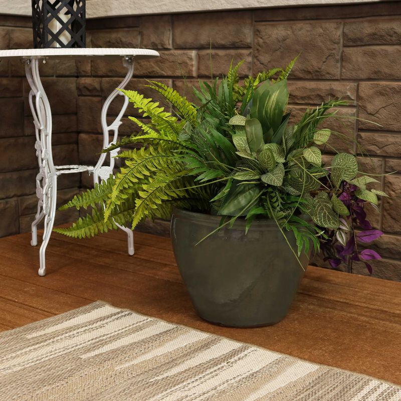 Sunnydaze 15 in Chalet High-Fired Glazed Ceramic Planter
