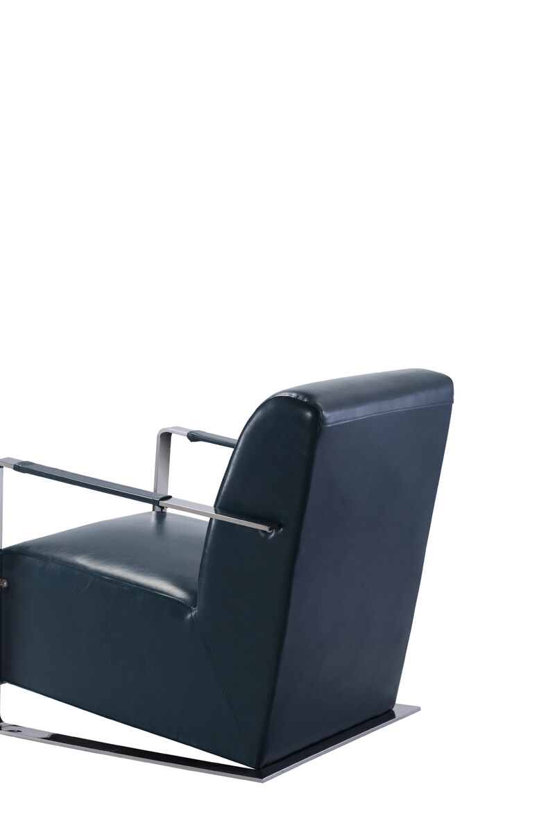 Pasargad Home Luxe Upholstered with Chrome Base Armchair, Teal