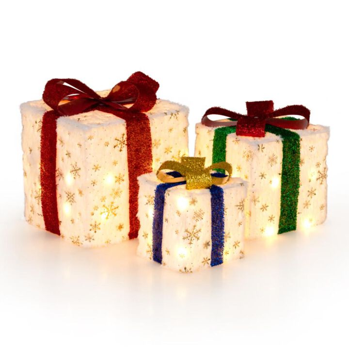 Hivvago Set of 3 Christmas Lighted Gift Boxes with 48 Bright Warm Lights Hivvago Set of 3 Christmas Lighted Gift Boxes with 48 Bright Warm Lights