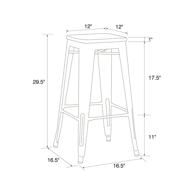 Atwater Living Zeno 30" Bar Stool with Wood Seat, Antique Gun Metal, Set of 2