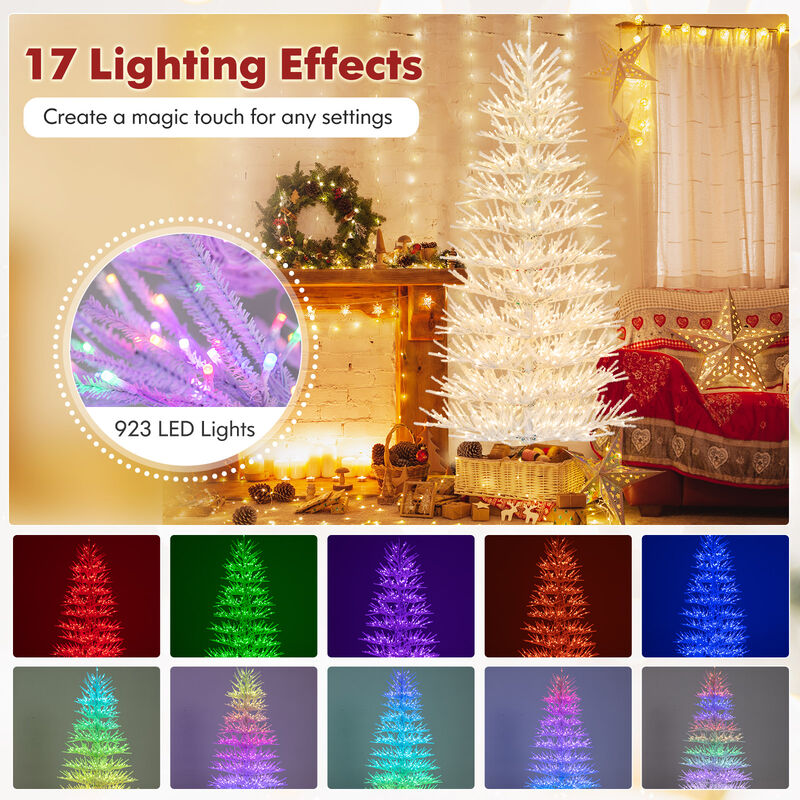 Artificial Pre-lit Christmas Tree Hinged Xmas Tree with Coral-like Branch Tips