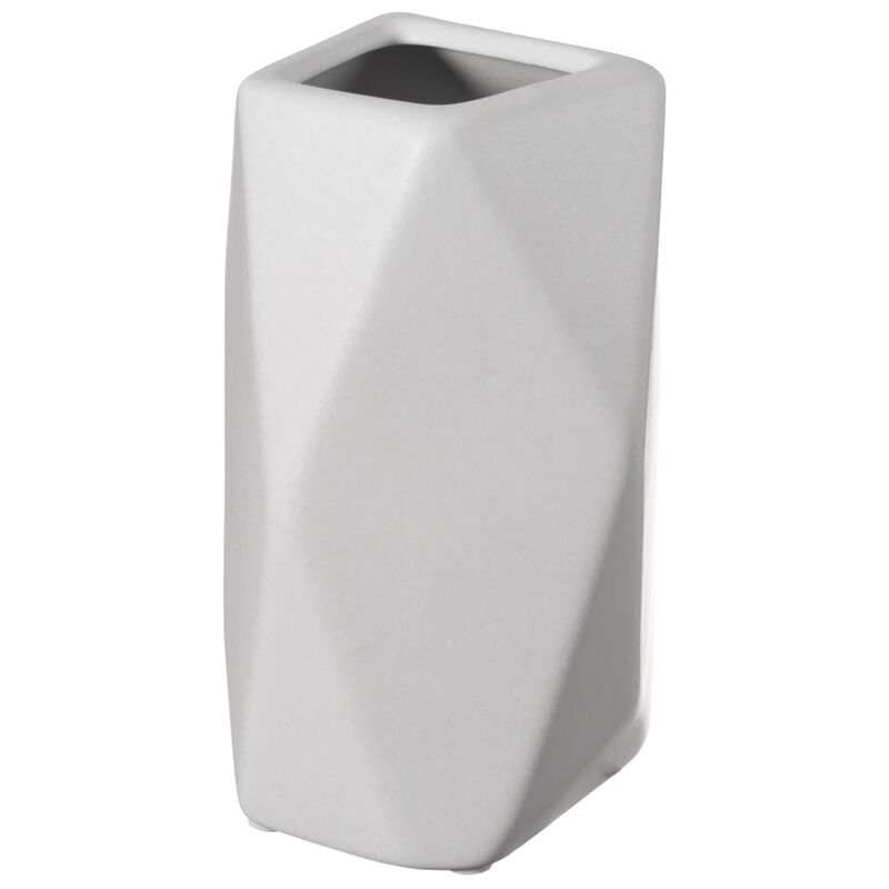 8" H Decorative Ceramic Multi Paned Vase, Modern Style Centerpiece Table Vase White, Medium