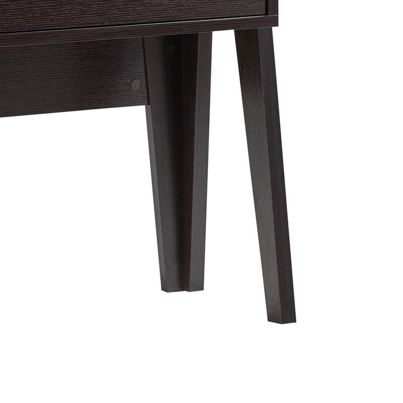 60 Inch Modern Style Desk, Open Shelves, Drawer, Clean Lined Texture, Brown-Benzara