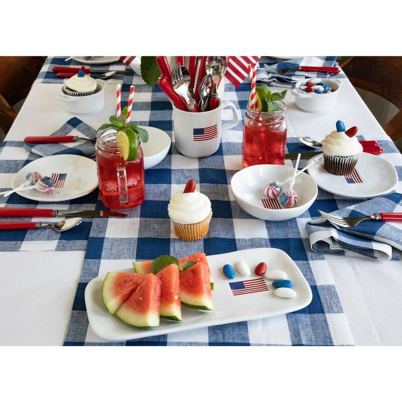 Solino Home 100% Pure Linen 14 x 19 Inch Placemats Set of 4 | Buffalo Check