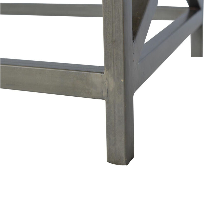 Industrial Coffee Table with Criss Cross Metal Design