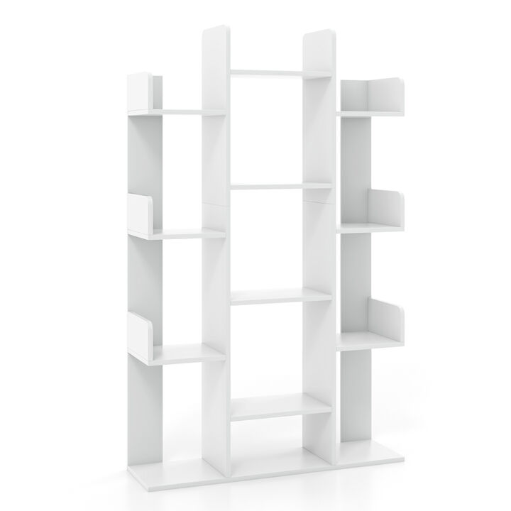 Tree-Shaped Bookshelf with 13 Compartments
