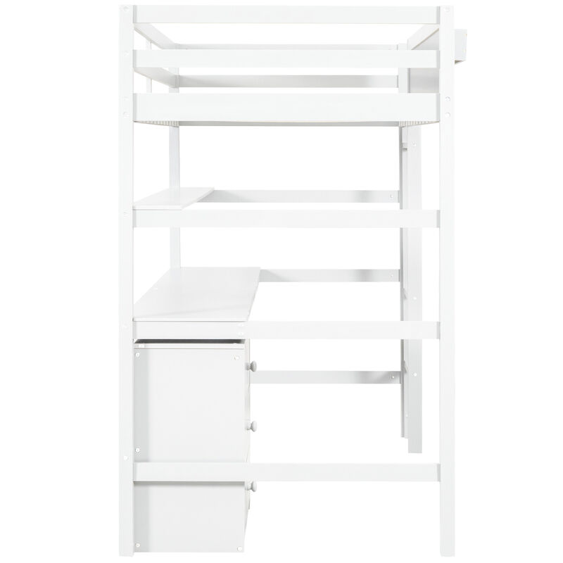Merax Loft Bed with Desk and Blackboard