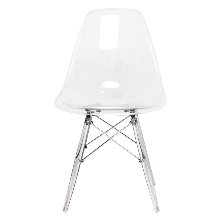LeisureMod Dover Molded Side Chair with Acrylic Base