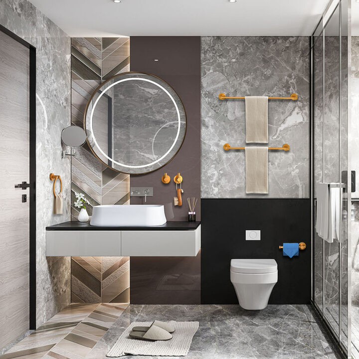 6 Piece Bathroom Towel Rack Set Wall Mount 0008