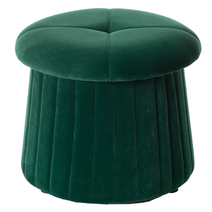 Modern Tufted Velvet Mushroom Shape Storage Ottoman Storage Stool Trunk, Red