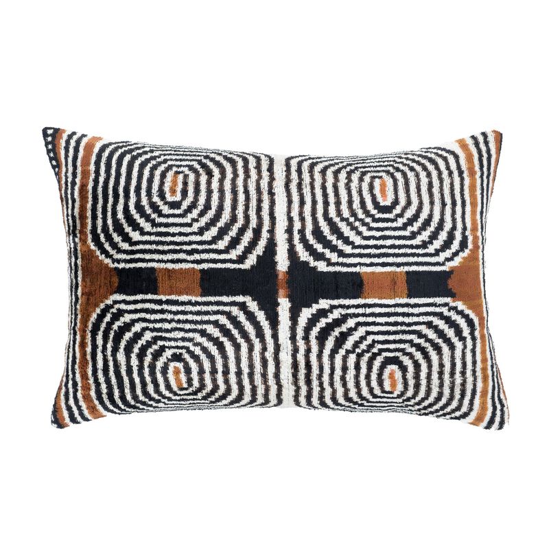 Labyrinth Silk Velvet Ikat Throw Pillow