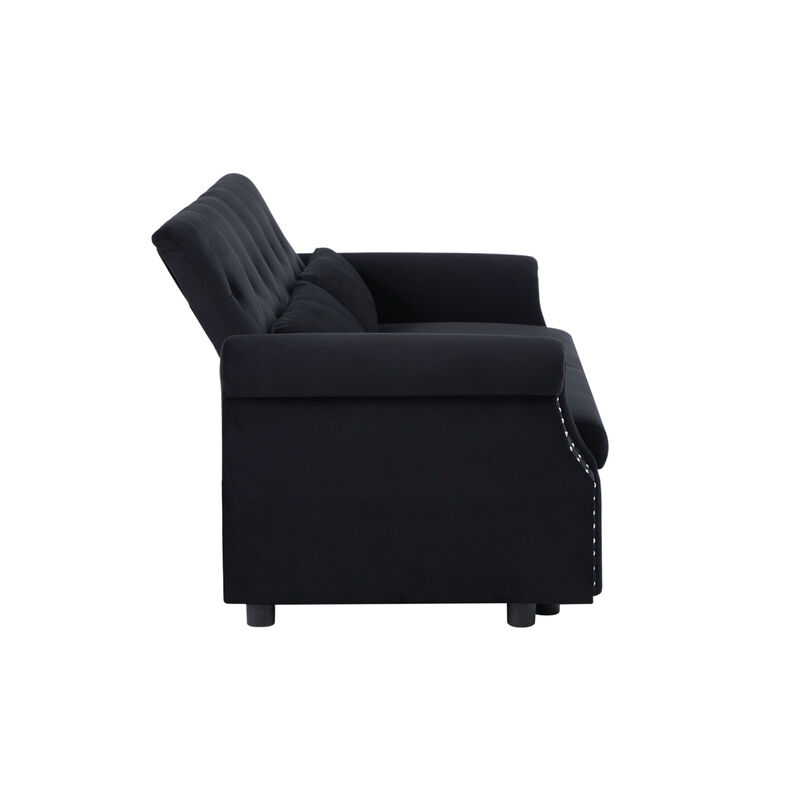 Modern Velvet Loveseat Sleeper Sofa with Pull-Out Bed