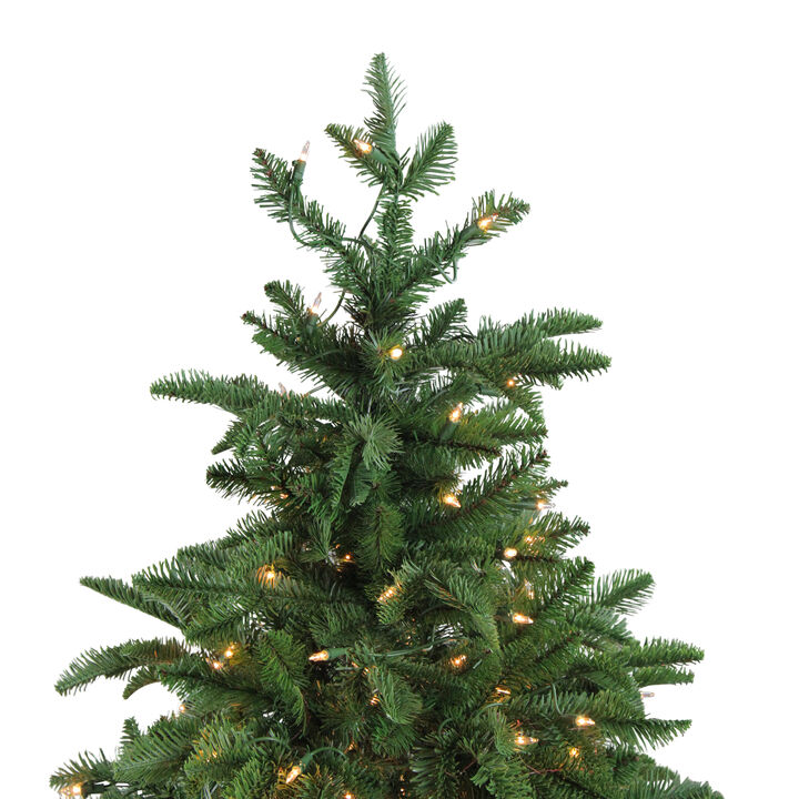 4.5' Pre-Lit Potted Sierra Norway Spruce Slim Artificial Christmas Tree  Clear Lights