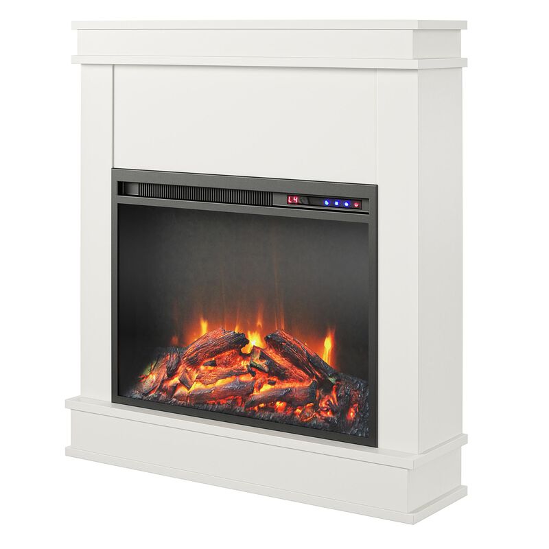 Ameriwood Home Mateo Electric Fireplace Space Heater with Mantel and Touchscreen Display