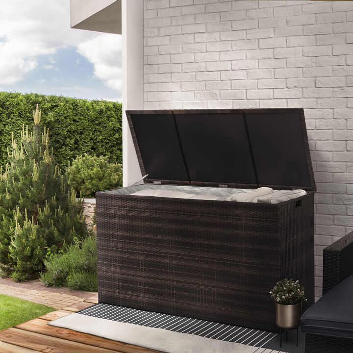 Teamson Home Wicker 154 Gallon Patio Storage Chest, Brown