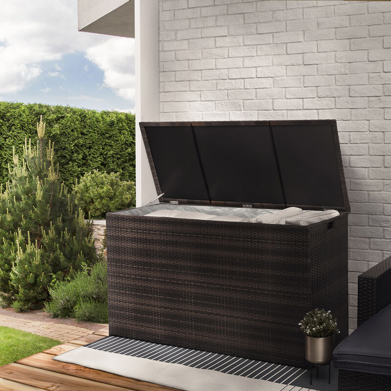 Teamson Home Wicker 154 Gallon Patio Storage Chest, Brown