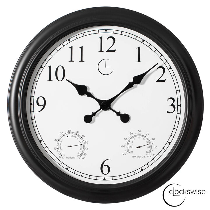 24" Outdoor Wall Clock Thermometer Combo