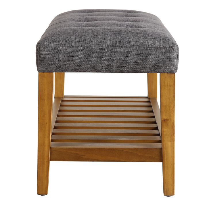 Wooden Bench, Gray & Oak-Benzara