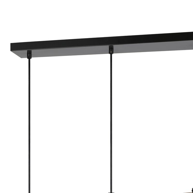 60 X 4 Watt Wood and Metal Fixture with Cylindrical Shades, Brown and Black - Benzara