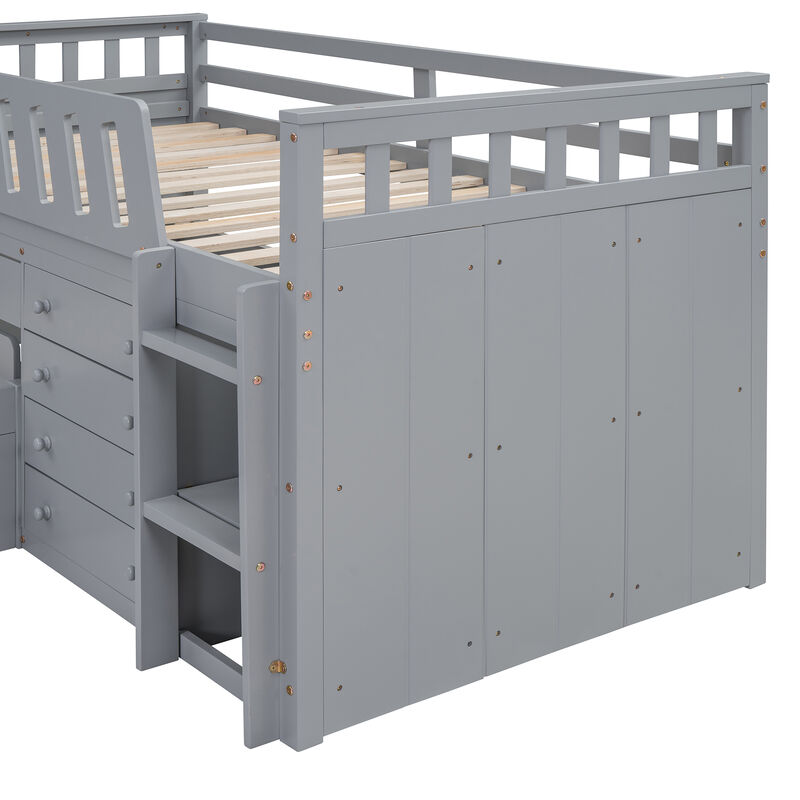 Merax L-shaped Loft Bed  with Platform Bed