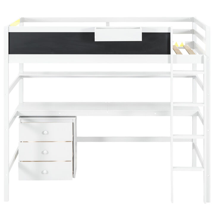 Merax Loft Bed with Desk and Blackboard