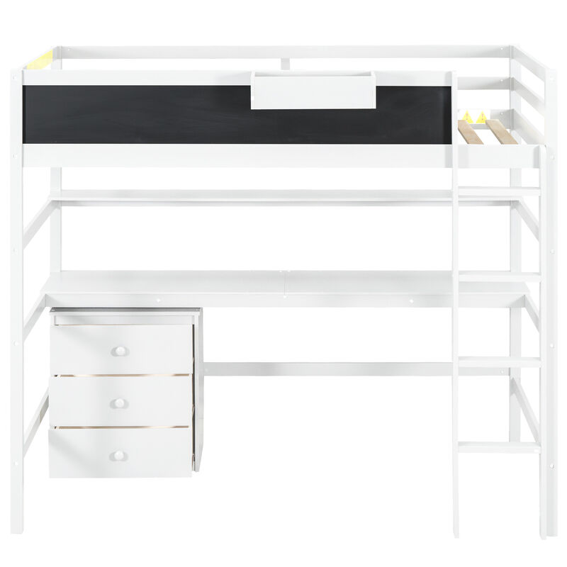 Merax Loft Bed with Desk and Blackboard