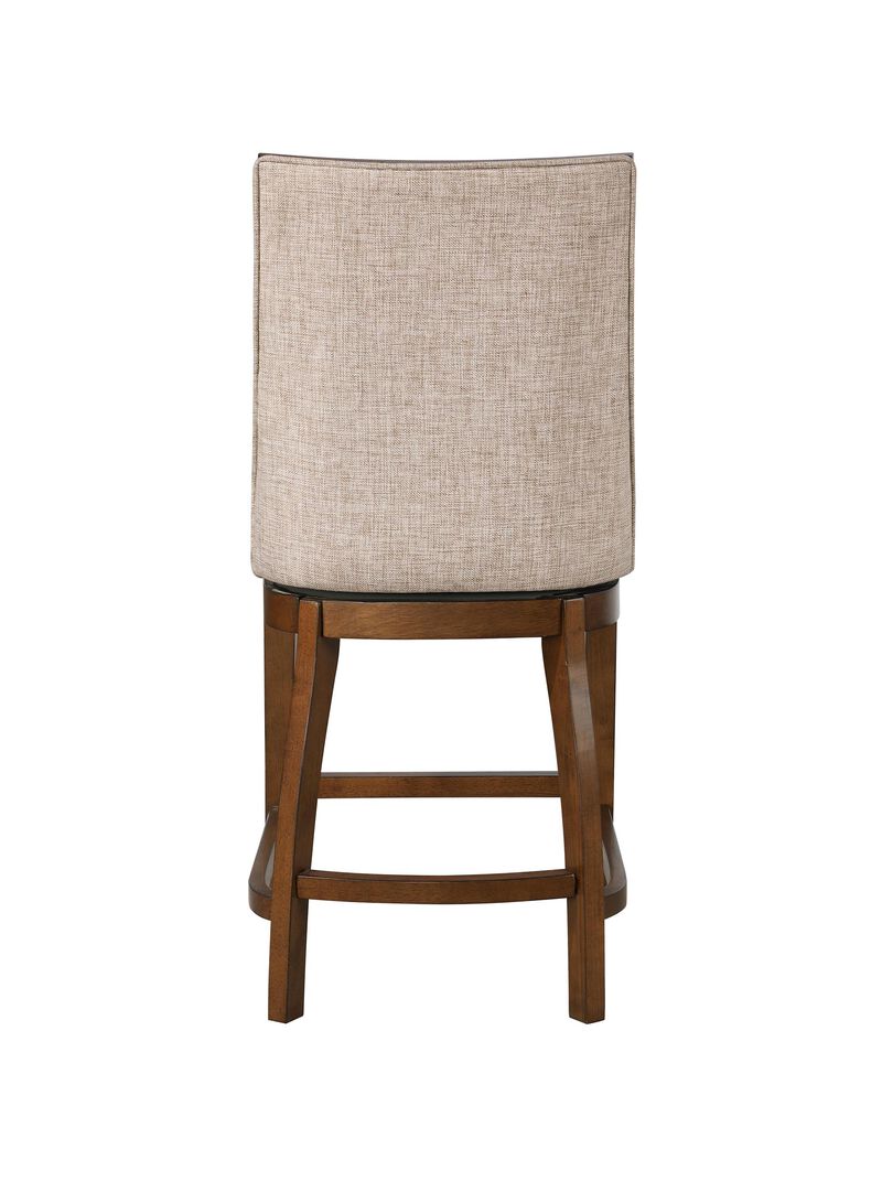 Katherine 40.74 in. Walnut High Back Wood Swivel Bar Stool with Fabric Seat
