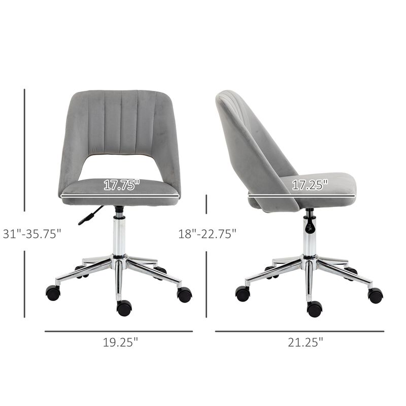 Gray Velvet Task Chair: Executive Mid Back with High-End Gas Lift