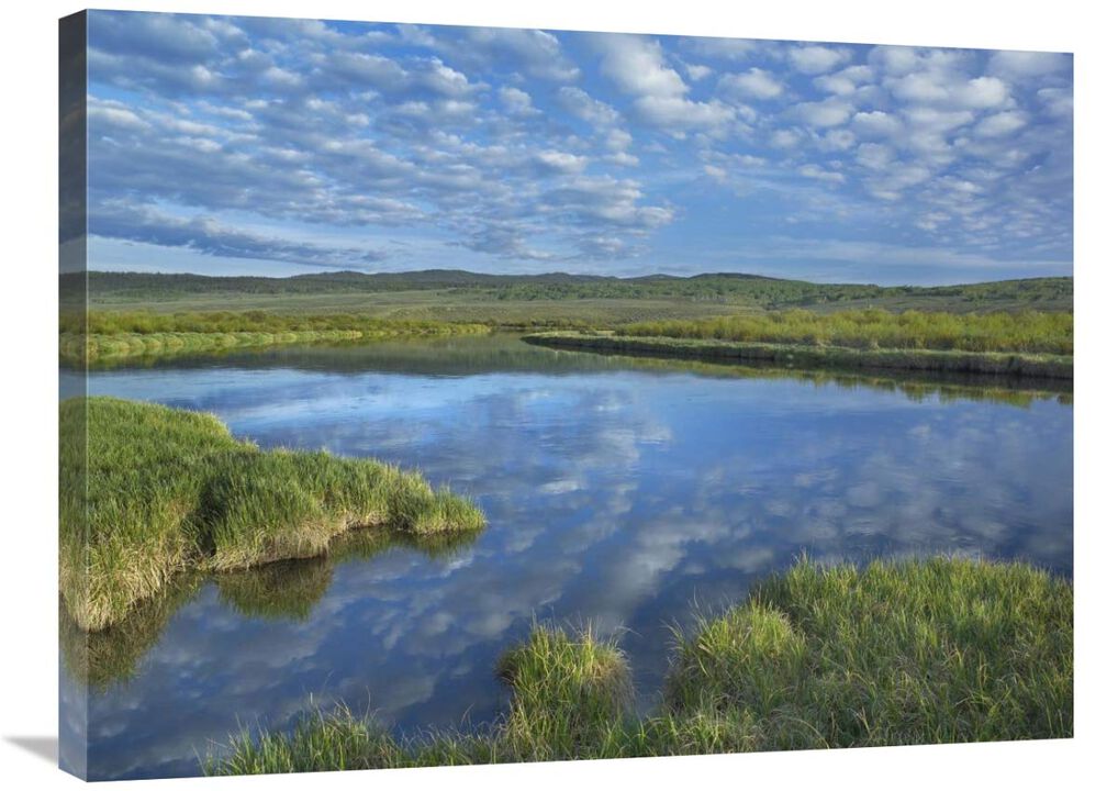 Clouds reflected in the Green River, Bridger-Teton National Forest, Wyoming-Canvas Art-32x24