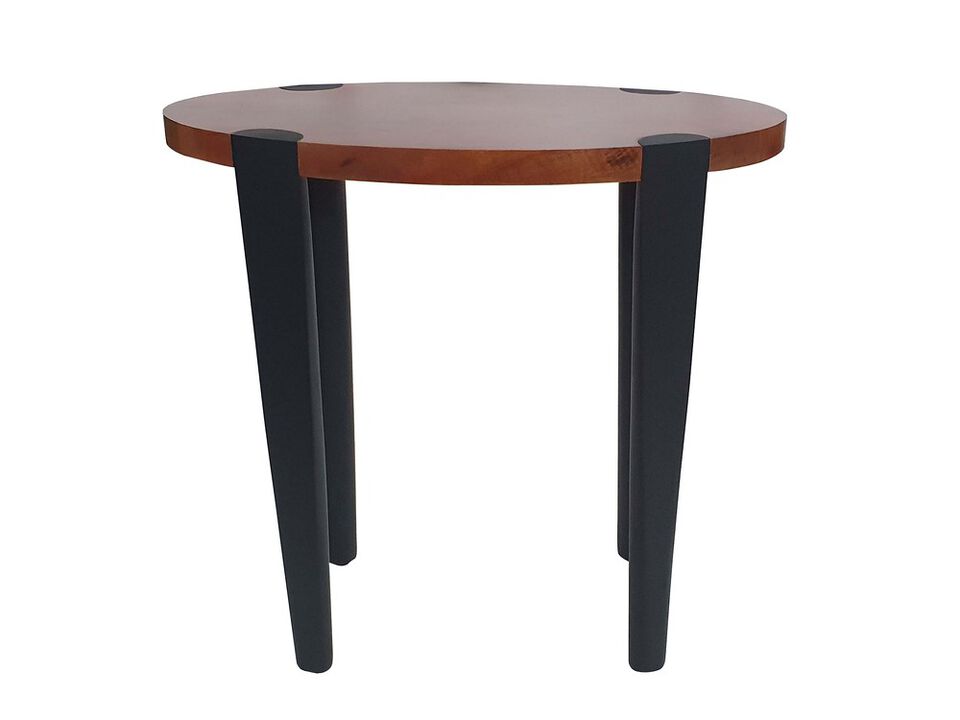 Max 23 Inch Oval Top End Side Table, Mango Wood, Iron Frame, Brown, Black - Benzara